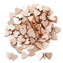 Bremorou 100 Pcs Small Wooden Hearts For Crafts Wood Tokens Guest Book Blank Wood Sign Party DIY Small Unfinished Wood Heart Slices Heart Sign Tag Mini Wooden Heart Ornaments For Party Birthday Valentine's Day