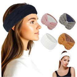 ZH Winter Headbands for Women, Fleece Lined Ear Warmers Cozy Cable Knit Headbands Soft & Warm Head Wraps, Fleece Lined