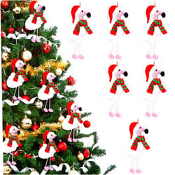 Hungdao 6 Pcs Flamingo Stuffed Animal in Santa Hat and Feathers Pink Flamingo Christmas Ornament with Mini Christmas Scarf Christmas Holiday Ornament Xmas Decorative Hanging Ornaments for Christmas Tree Decor