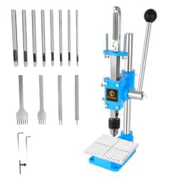 FASTTOBUY Leather Hole Puncher Hand Punching Machine Manual Press Puncher Punch Tools for DIY Leather Craft Punching Holes and Forming Pressing(with Chuck, PP Plate,Aluminum Plate)