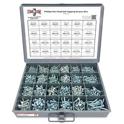 BoltsandNuts.com Phillips Pan Head Self Tapping Sheet Metal Screws Zinc Plated Assortment Kit - 1421 Pcs!