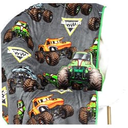 Jay Franco Monster Jam Grave Digger Nogginz Set - 40 x 50 Inch Lightweight Travel Throw Blanket & Pillow - Kids Super Soft 2 Piece Bedding Set