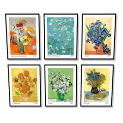 Luodroduo Van Gogh Wall Art Prints Set of 6 Retro Floral Landscape Wall Art Famous Artist Paintings Impressionist Museum Gallery Exhibition Canvas Poster for Living Room Bedroom Office (A, 8