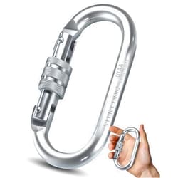 XTEK Climbing Climbing Carabiner – UIAA CE Rated 25kN/5620LB – Heavy Duty Twist Locking Carabiner Clip - Industrial Strength Large Steel Oval Carabiners - Rock Climbing Caribeener Clips for Rigging, Ropes