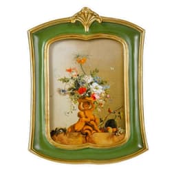 Kangce Vintage Picture Frame 5x7 Antique Ornate Photo Frame Tabletop and Wall Hanging Old-Fashioned Picture Frame, Decorative Retro Design Home Decor, Photo Gallery, Art, Green