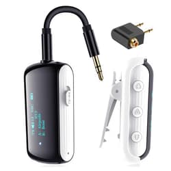 YOCOWOCO Bluetooth Transmitter Receiver for 2 AirPods/Headphones, Flight Bluetooth 5.2 Adapter for Airplane, TV, and Gym with a 3.5mm Audio Jack, Wireless BT Receiver with Mic for Car/Home Stereo