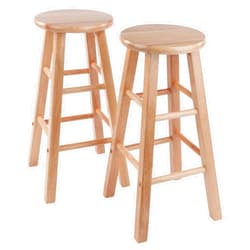 Winsome Element 2-Piece 24In Counter Stool Set, Natural Finish, Solid Wood, Modern Design