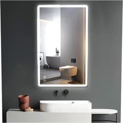 Pretfy LED Bathroom Mirror 24x32 Inch Bathroom Mirror with Frontlight, 3 Colors Stepless Dimmable Wall Mirrors with Anti-Fog, Shatter-Proof, Memory, CRI90+, IP54 Waterproof (Horizontal/Vertical)