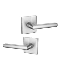 Berlin Modisch Dummy Lever Door Handle Pack of 2 Slim Square Non-Turning Single Side Pull Only Lever Set [for Closet or French Doors] Heavy Duty - Satin Nickel Finish