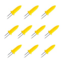 Laochoes 10 Pcs Stainless Steel Corn Forks Set, Corn Holders, Corn on The Cob Holders, Corn Skewers, Perfect for Fresh Corn on The Cob,BBQ Fork