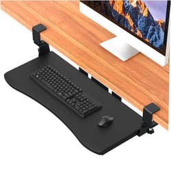 LETIANPAI Keyboard Tray Under Desk Pull Out Keyboard & Mouse Tray with Heavy-Duty C Clamp Table Mount,32(37 Including Clamps) x11.8 in Slide Out Platform Computer Drawer/Holder Suitable for Home Office