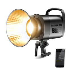 NEEWER CB60B 70W LED Video Light with 2.4G&APP Control, COB Bi Color 2700K-6500K 34000Lux at 1m/CCT Mode/CRI97+/12 Scenes/Bowens Mount Continuous Output Lighting for Studio Photograpny/Video Recording