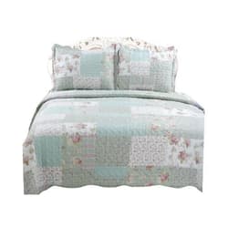 NAILAO English Roses Quilt Set, Cotton Rich, Prewashed, Preshrunk; as Bedspread, Bedcover, Coverlet, Bed Throw Spreads Full Size Bedspreads, Summer Quilts, Lightweight Summer Bedspreads Queen Size Oversized