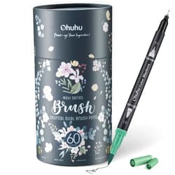 Ohuhu Markers for Adult Coloring Books No bleeding 60 Colors Coloring Markers Water-based Dual Tips Fineliner & Brush Drawing Pens Art Markers for Kids Adults Sketch Journal - Maui - Black