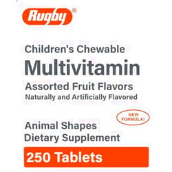 RUGBY LABORATORIES Rugby 370923 Animal Shapes Children's Chewable Vitamin Tablet, Compare To Flintstones (250 Count) (1 Pack)