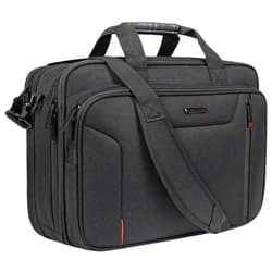 EMPSIGN Stylish Laptop Bag Briefcase, 17.3 Inch Laptop Case Expandable Messenger Bag for Men Water Repellent, RFID Blocking Office Carrying Shoulder Bag for Work Business Travel-Black