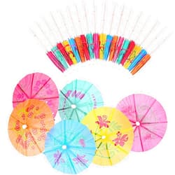 Patelai Drink Umbrellas Cocktail Picks Hawaiian Multi Color Drink Umbrellas Tropical Parasol Umbrella Cupcake Topper for Party Supplies (24 Pieces)