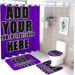 NALAHOME Custom Bathroom Sets with Shower Curtain and Rugs Waterproof Fabric Bath Curtains with Your Photo Text Logo Accessories for Home Bathroom Decor Style09