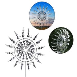 WAEPE H 38 inch Outdoor Wind Spinner WAEPE 3D Kinetic Metal Wind Spinners Garden with Stake Stainless Steel Iron Art Windmill Wind Spinners & Spinners for Patio Lawn Outdoor Yard and Garden, H 38 inch