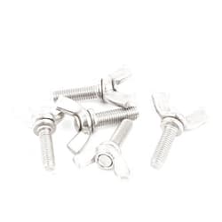 Jinshining 5Pcs Silver Machine Screw,8 Types M5 Butterfly Wing Nuts Assortment Kit, 304 Stainless Steel Wing Butterfly Screws Bolts Wingbolt Machine, Wing Nuts (M5*10mm)，Wing Nuts