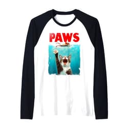 Paw-some Kitty Cats.USA PAWS Parody Cat Mouse Humorous Cat Chasing Mouse Kitten Raglan Baseball Tee