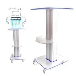 MhdunueSK Beauty Salon Trolley,White and Transparent Salon Pedestal SPA Acrylic Rolling Cart Wheel Stand with 4 Wheels,45KG Max Load,Acrylic Cart for Beauty Salon Family(34x39x69.5Cm)