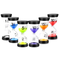 EMDMAK Sand Timer Colorful Hourglass Sandglass Timer 1 min/3 mins/5 mins/10 mins/15 mins/30 mins Sand Clock Timer for Games Classroom Home Office(Pack of 6)