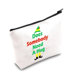 MNIGIU Elf Movie Quotes Cosmetic Bag Does Somebody Need A Hug Makeup Zipper Bag Elf Fan Gift