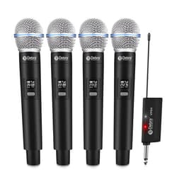 D Debra Wireless Microphone System Audio Dual Cordless Dynamic Handheld Mic with Rechargeable Receiver, for Karaoke Singing, Wedding, DJ, Party, Speech, Church, Class Use, 200ft (VP-04)