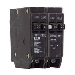 Cutler-Hammer Type BQC Quadplex Circuit Breaker, 120/240 V at 40 A, 120 V at 20 A, 20 to 40 A, 10 kAIC, 4 Poles