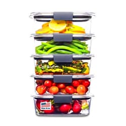 Rubbermaid Brilliance Tritan Plastic Food Storage Containers BPA Free Airtight Lids Ideal for Lunch Meal Prep & Leftovers Set of 5 (3.2 Cup)