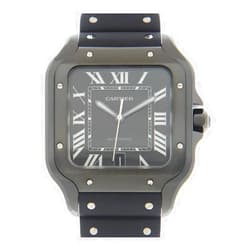 CARTIER Santos Large Model Automatic Black Dial Black Rubber Men's Watch WSSA0039