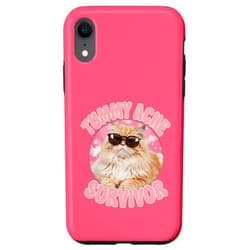 I Survived Tummy Ache Survivor My Tummy Hurts Joke iPhone XR Tummy Ache Survivor Funny Cat Meme Stomach Joke Groovy Case