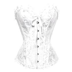 frawirshau Women's Lace Up Boned Overbust Corset Bustier Lingerie Bodyshaper Top