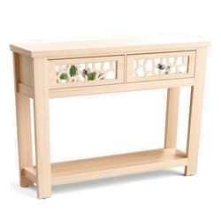 Giantex 2-tier Console Table with Drawers, Wood Entryway Table with 2 Drawers & Open Storage Shelf for Living Room Entryway, Easy Assembly Rectangular Accent Table (Natural)