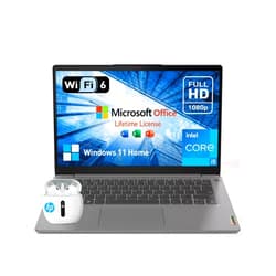 Lenovo IdeaPad 3 14 Inch Laptop Computer, 14 FHD Thin Lightweight College Students Business Notebook PC, Lifetime Microsoft Office Included, Intel Quad Core i5, 16GB RAM, 512GB SSD, Windows 11, Webcam