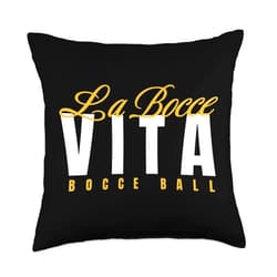 Visit The Bocce Ball La Vita-Funny Bocce Ball Throw Pillow, 18x18, Multicolor