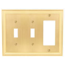 Amerelle 98TTRSB Daltry Wallplate, 2 Toggle / 1 Rocker, Cast Metal, Satin Brass, 1-Pack
