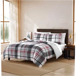 Eddie Bauer- King Comforter Set, Reversible Microsuede Bedding with Matching Sham(s), Casual Home Decor (Normandy Plaid Black, King)
