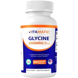 Vitamatic Glycine Supplement, 2000mg Per Serving, 300 Count, Non-GMO, Gluten Free