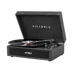 Victrola Parker Bluetooth Suitcase Record Player with 3-speed Turntable, Black