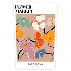 MjZephrion Flower Market Wall Art Print Retro Barcelona Flower Market Poster Botanical Floral Art Aesthetic Home Decor for Living Room Bedroom Flower Shop 8x12in Unframed