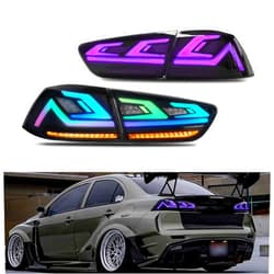 HCMOTIONZ LED Tail Lights RGB Carbon fiber Assembly for Mitsubishi Lancer EVO X 2008-2020 Rear Lamps with Sequential Turn Signal/Start Up Animation/Driver & Passenger Sides…