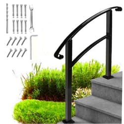 Metty Metal Hand Rails for Outdoor Steps,3 Step Stair Handrail & Indoor Stair Railing Kit，Black Railings for Outdoor Steps and Hand Rails for Seniors for Porch Railing & Deck Hand Rail(1-3 Step)