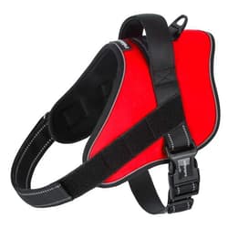 rabbitgoo Dog Harness Medium Sized, No Pull No Choke Pet Vest, Easy Wearing with One Buckle, Reflective, Adjustable Pet Harness with Molle for Walking, Training, Red, M
