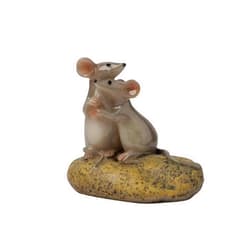 Marsrut Adorable Sitting Parent-Child Mouse Statue, Hand-Made & Painted Miniature Rodent Figurine, Collectible Mice Rat Animals for Your Home, Bookshelf, Flowerpot, Lawn, or Garden Decor & Decorative Gifts
