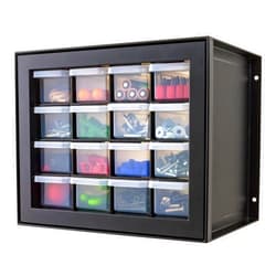 IRIS USA Screw Organizer, Hardware Storage Organizer, 16 Drawer Parts Cabinet, Plastic Drawer Storage for Hardware Crafts, Small Parts, Nuts, Bolts, Tool Organizer Storage, Scrapbook Art Hobby - Black