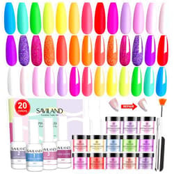 Saviland 29Pcs Dip Powder Nail Kit Starter - 20 Colors Dipping Powder Nail Kit for All Season & 15ml Dip Liquid Set System with Base Top Coat Activat for Nail Art Manicure DIY, Ideal Gift for Ladies