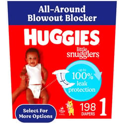 Huggies Size 1 Diapers, Little Snugglers Diapers, Size 1 (8-14 lbs), 198 Count (6 Packs of 33), Packaging May Vary