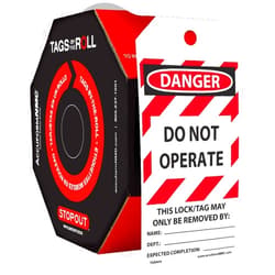 Accuform 100 Lockout Tags By-The-Roll, Danger Do Not Operate, US Made OSHA Compliant Tags, Tear & Water Resistant PF-Cardstock, 6.25